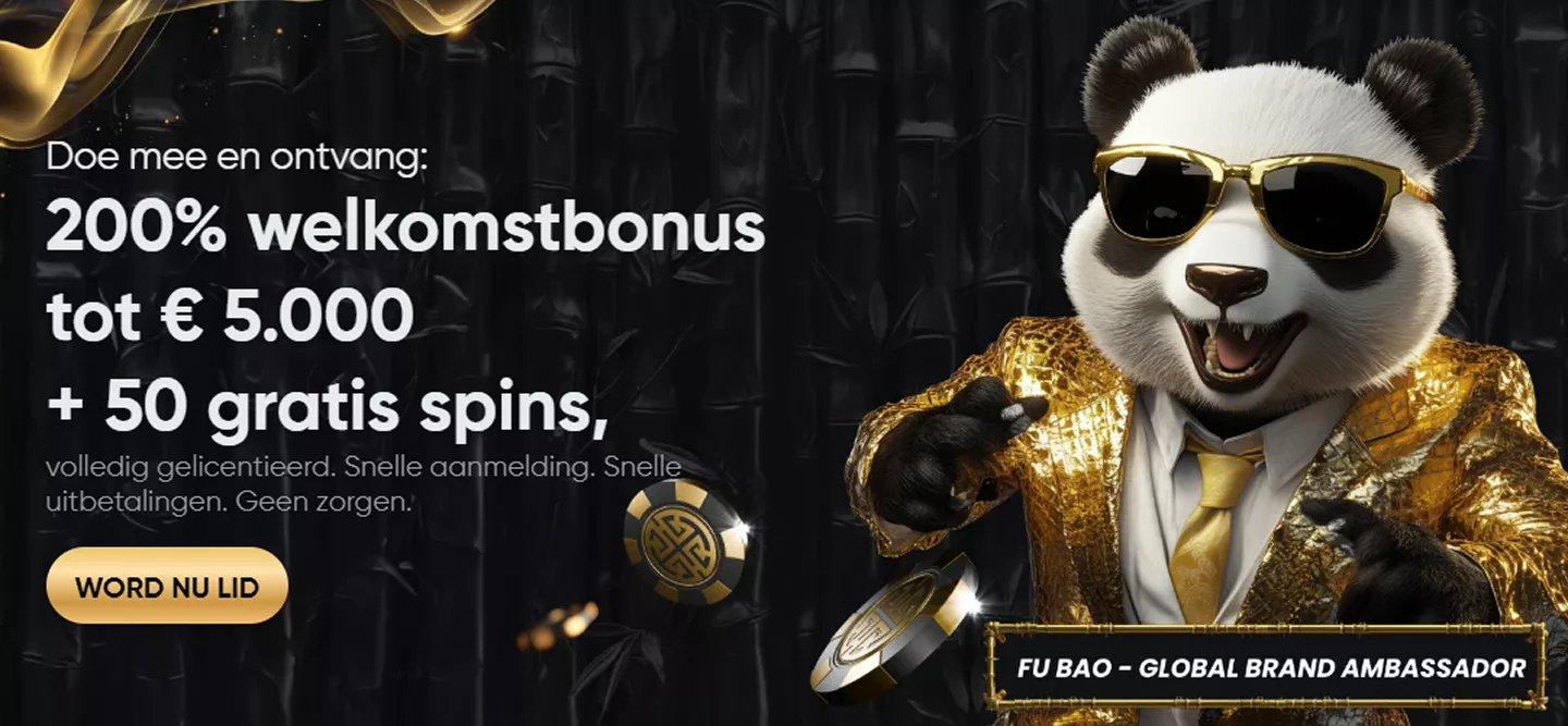 Golden Panda online casino banner with live games and trusted payment methods